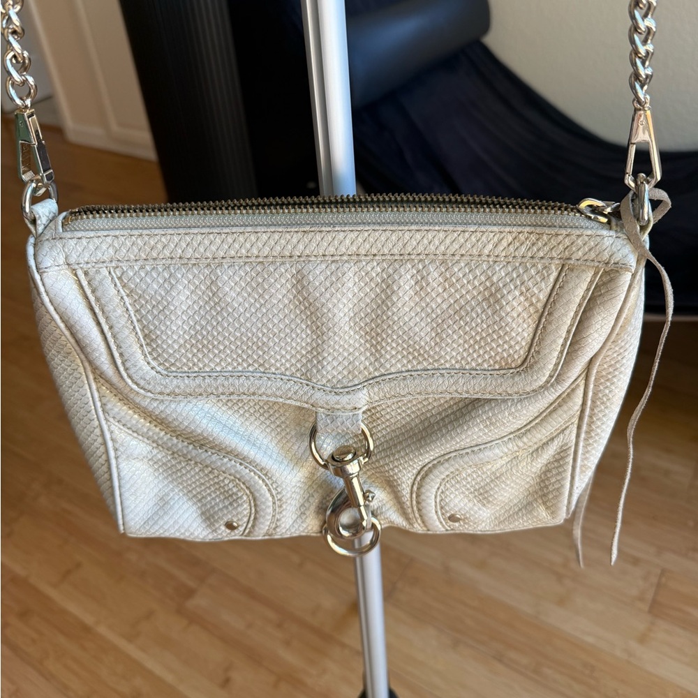 Rebecca Minkoff Cream Textured Bag with Gold Accents